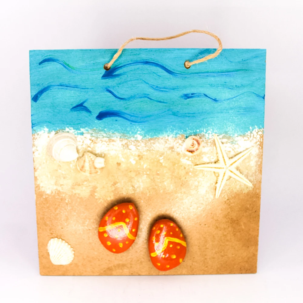 

Wall and Door Ornament Handcrafted Figurative 3d Sea Star Painting on Wood