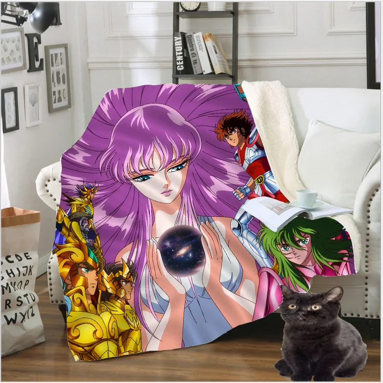 Одеяло для взрослых с 3D принтом Saint Seiya Saori Kido Mu флисовое туристическое стеганное