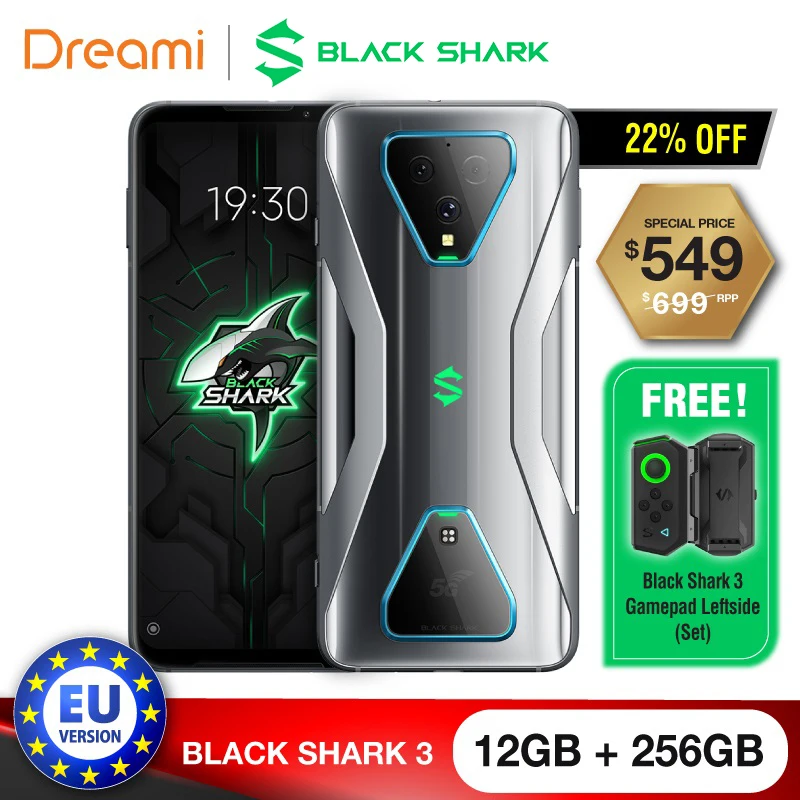 Black Shark 3 5G [Европейская версия] 256 ГБ ROM 12 Гб RAM-игровой телефон | Смартфон Мобильный