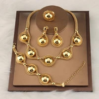 2021 african jewelry sets for women necklace and earing beads bracelet ring dubai gold color wedding party bridal jewelry