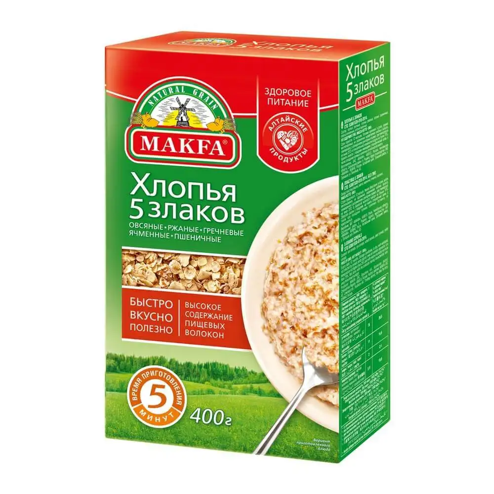 Хлопья 5 злаков Makfa 400 г|Готов для завтрака| |