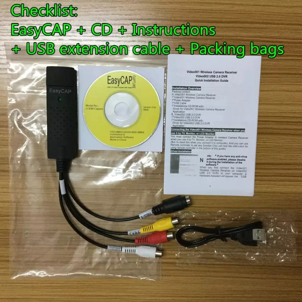 Адаптер USB EasyCAP для видеозахвата ТВ DVD VHS Captura de v deo Аудио AV компьютера/CC TV-камеры 2 0 |