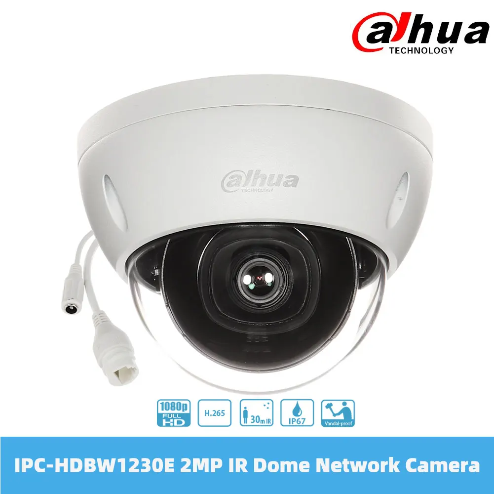 

Dahua IPC-HDBW1230E 2MP IR Mini-Dome Network IP Camera IP67 IK10 PoE H.265 & H.264 Dual-Stream Encoding 1080P