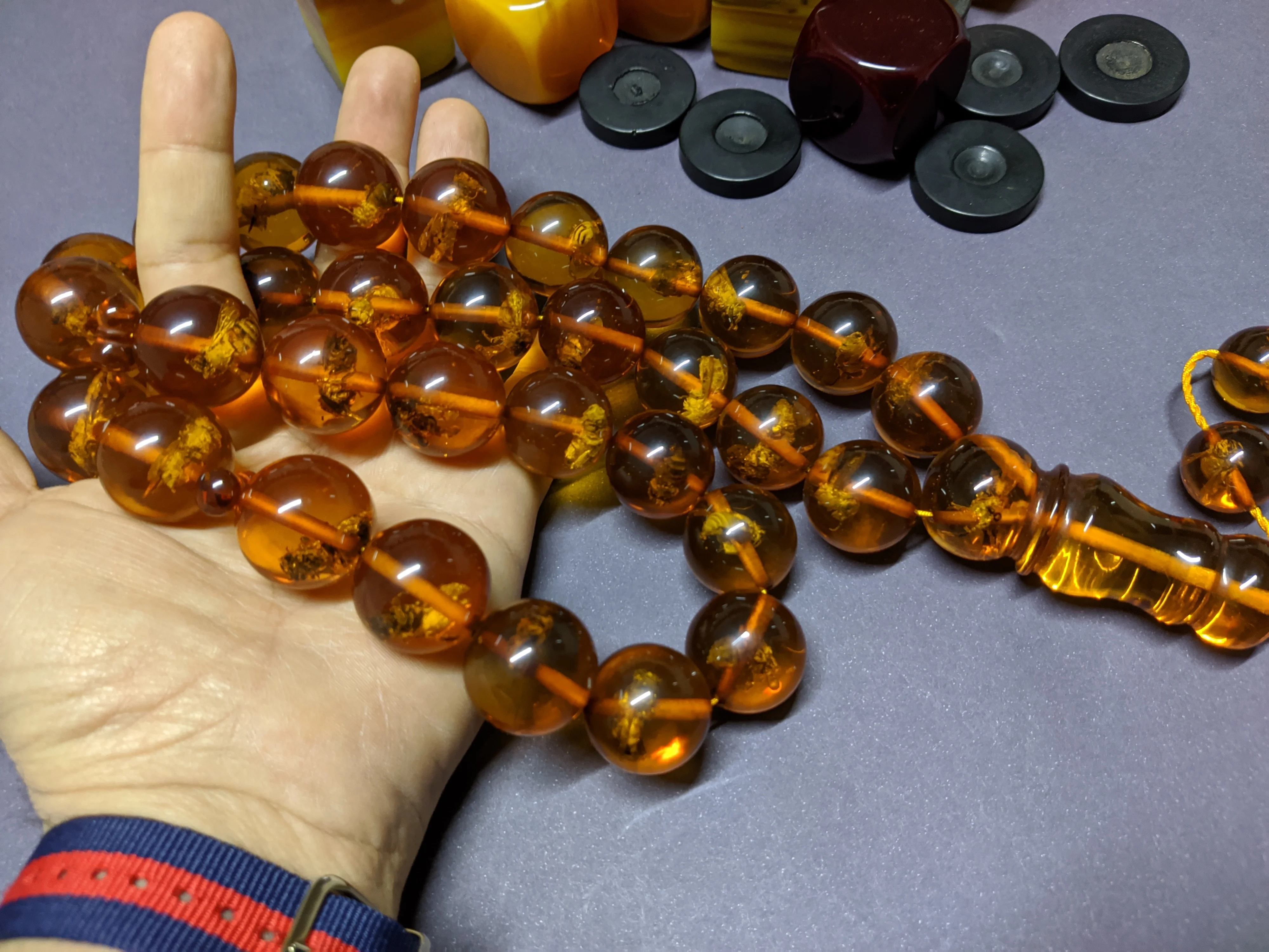 

Fossil German Misbaha Faturan Amber Bakelite Islamic Prayer Beads Tasbih Rosary Tasbeh Tesbih Tasbeeh Sandalos Yemeni Rare