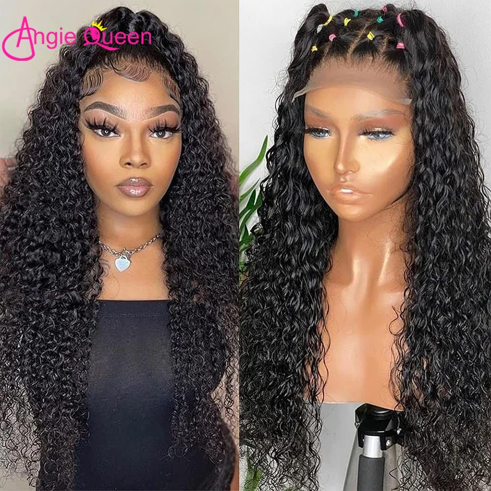 ANGIE QUEEN 30 Inch Curly Human Hair Wig Brazilian Remy Hair 4x4 Lace Closure Wigs For Women Human Hair 13X4 HD Lace Frontal Wig
