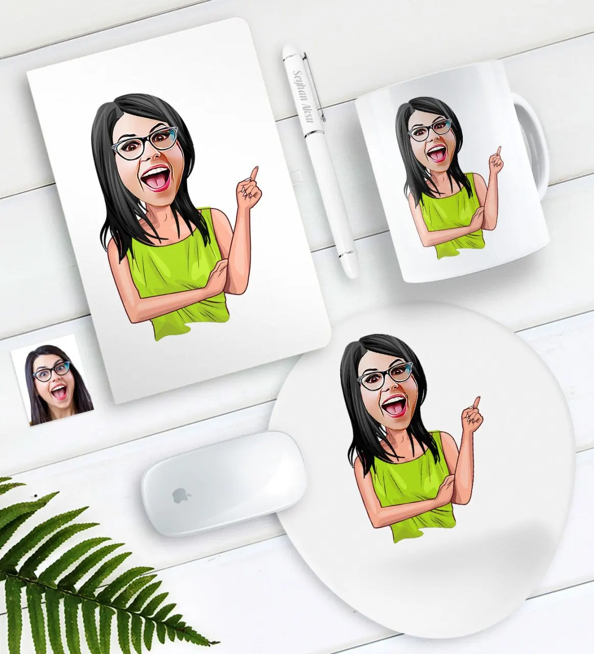 Персонализированная Женская карикатура ручка для записной книжки коврик мыши Seti