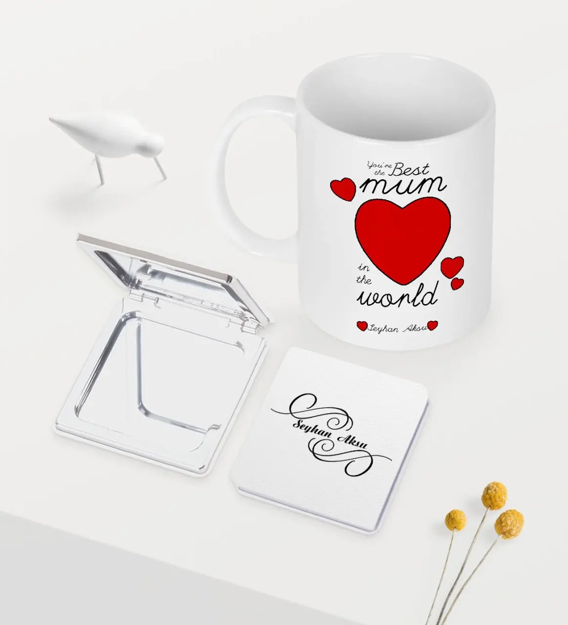 

Personalized World Best Mother White Mug Mirror Set-13