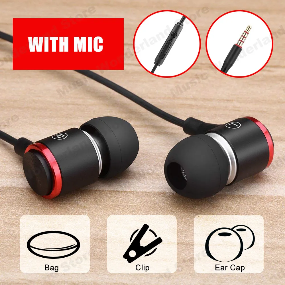 Спортивные металлические проводные наушники вкладыши HiFi стерео гарнитура с