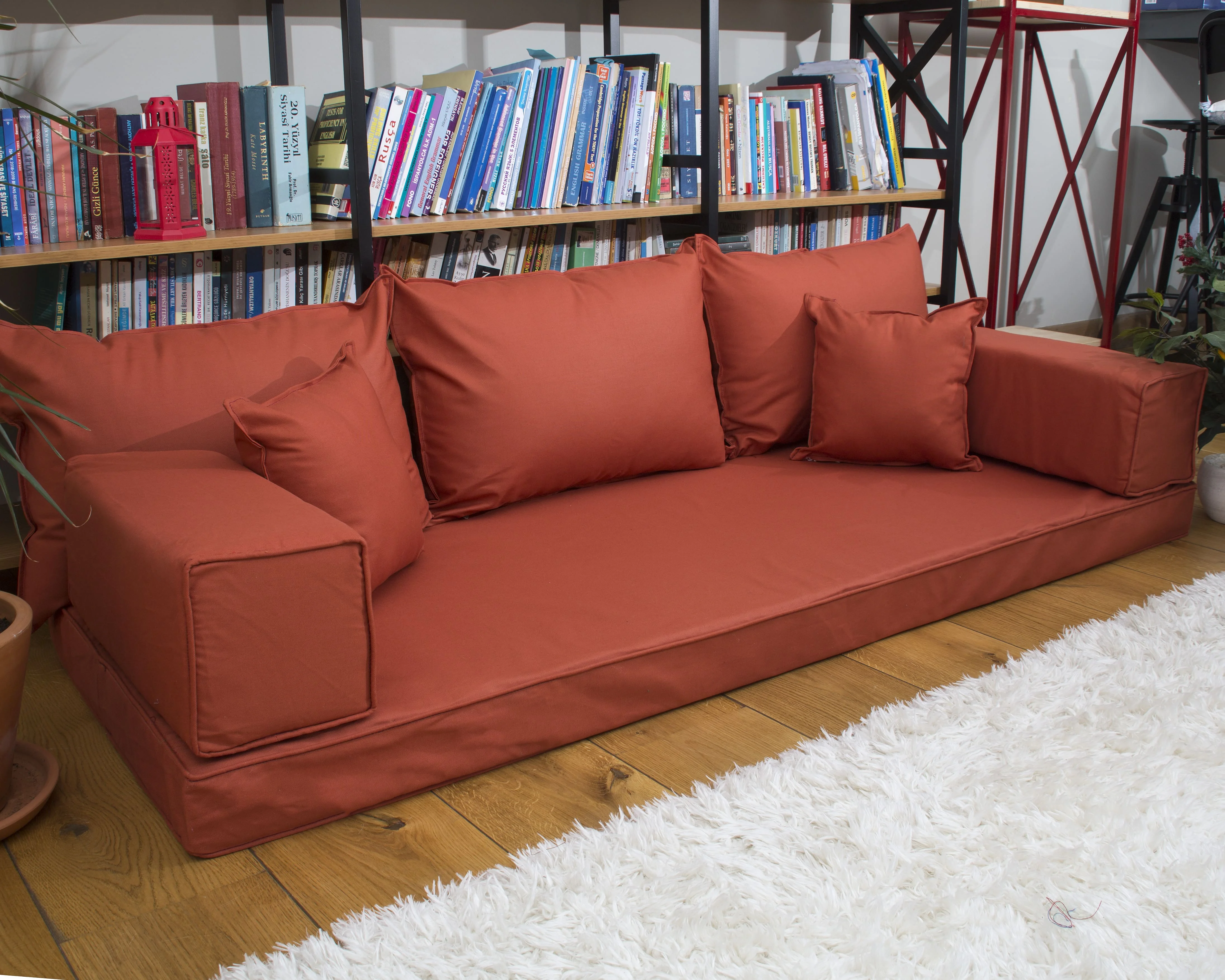 Красные напольные подушки из льняной плитки секционные диваны для влюбленных