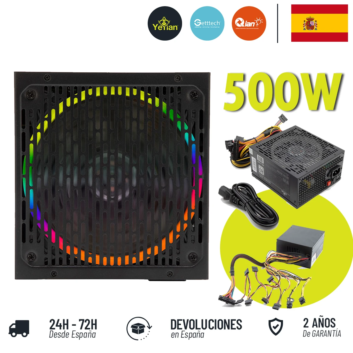 Блок питания Yeian RGB Raiden 500 Вт 5 режимов-Модель: YFR-45901 | Компьютеры и офис