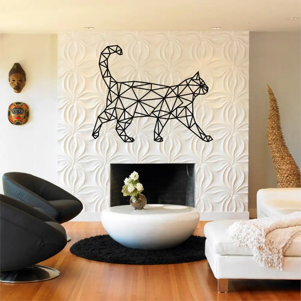 Metal Wall Art, Geometric Cat, Metal Cat Decor, Wall Hangings, Metal Wall Decor, Home Office Decoration