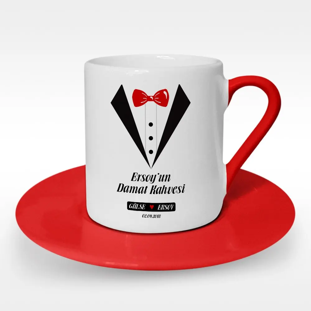 

Персонализированный дизайн кофе жениха красная чашка для кофе по-турецки кофейная чашка-5