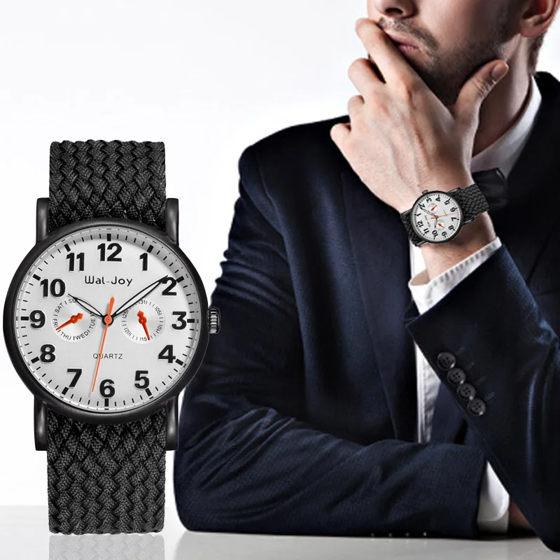 

WJ-8004 Wal-Joy Top Brand Nylon Strap Male Watches Roman Numerals Casual Men Watch Simple Business Quartz Wristwatch relogio