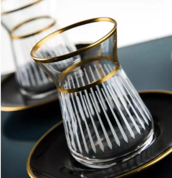 

luxury turkish tea glass set gold detailed tea set turkish tea cup 12 piece tea cup set