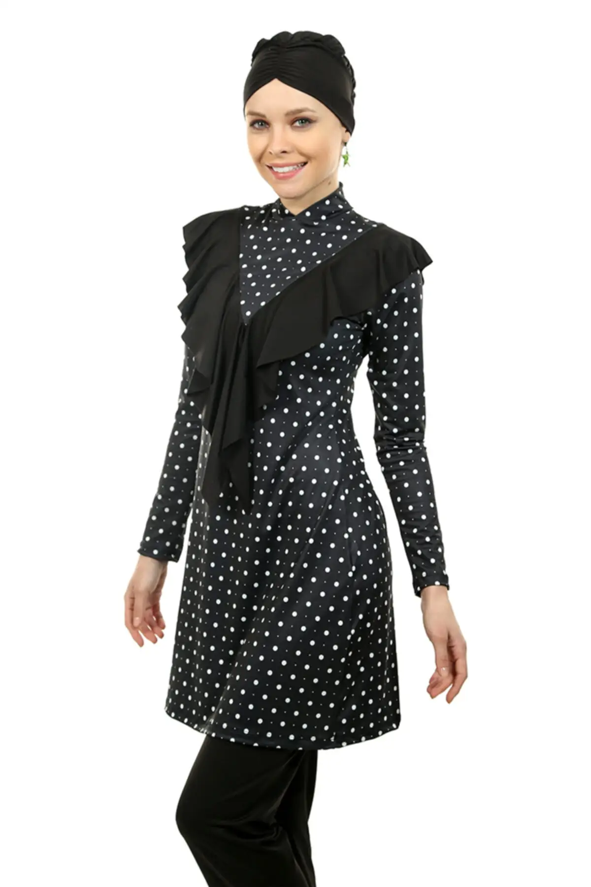 

2021 Black Fully Covered Swimsuit Hijab For Women Swimsuit Islamic Muslim Fashion Modest Quality Clothing Water Repellent Turkey