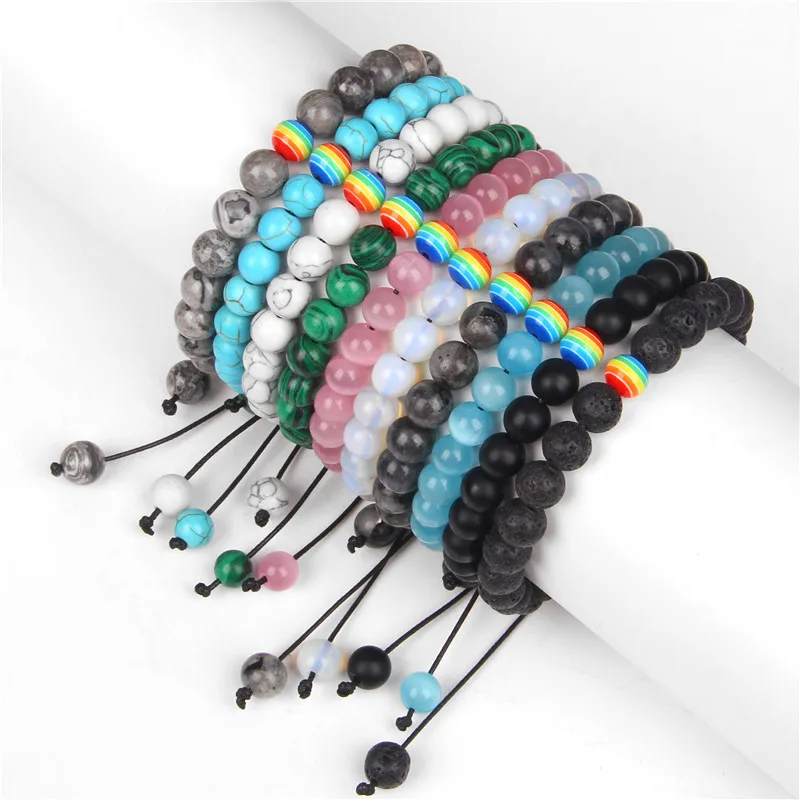 

Cat Eye Stone Braided Bracelet Turquoises Opal Lava Rainbow Charm Bracelets For Women Men Labradorite Love Equality Jewelry