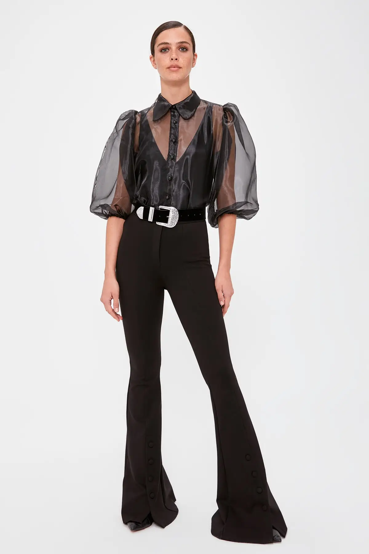 Модные брюки с пуговицами TPRAW20PL0046 Размер | Женская одежда