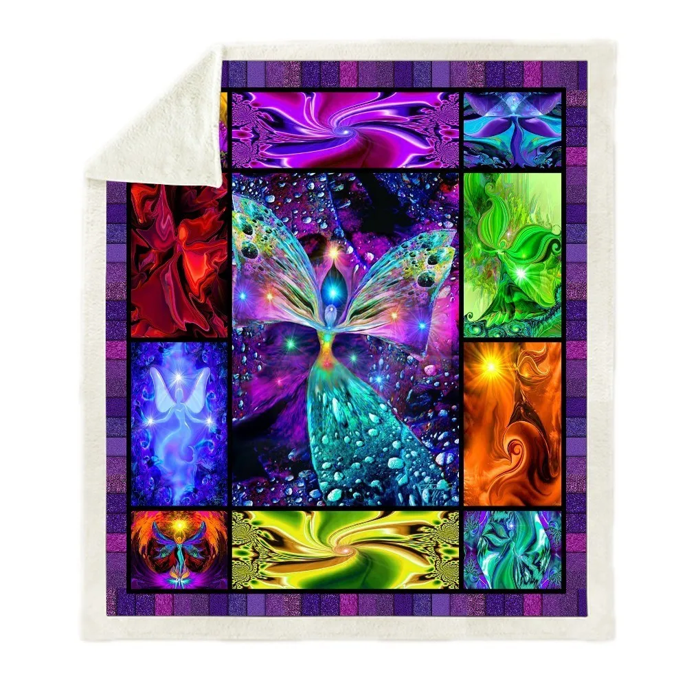 Плюшевое покрывало с принтом мандалы для кемпинга шерпа флисовое домашнее