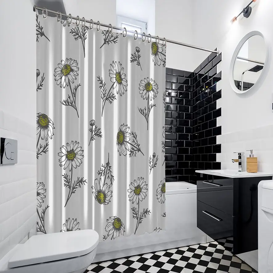 Занавеска для душа ромашка Маргаритка летний цветочный узор Сад Природа тема