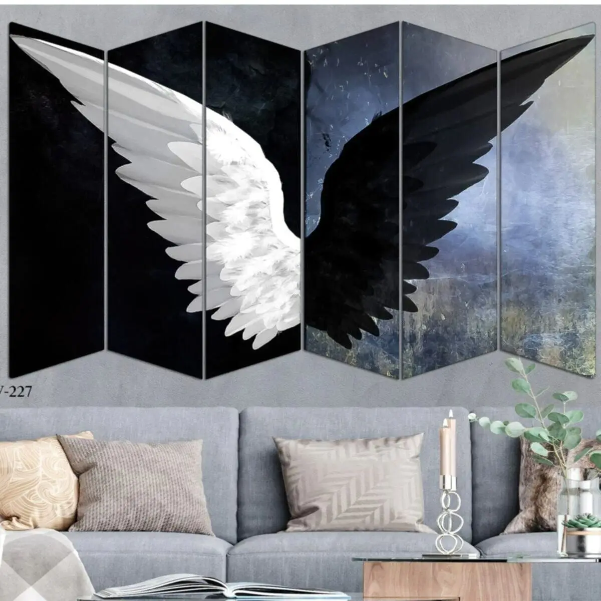 

Black White Wing 6 Parts Mdf Wall Table Set special design wall visual handy the process white 2021 piece easy installation