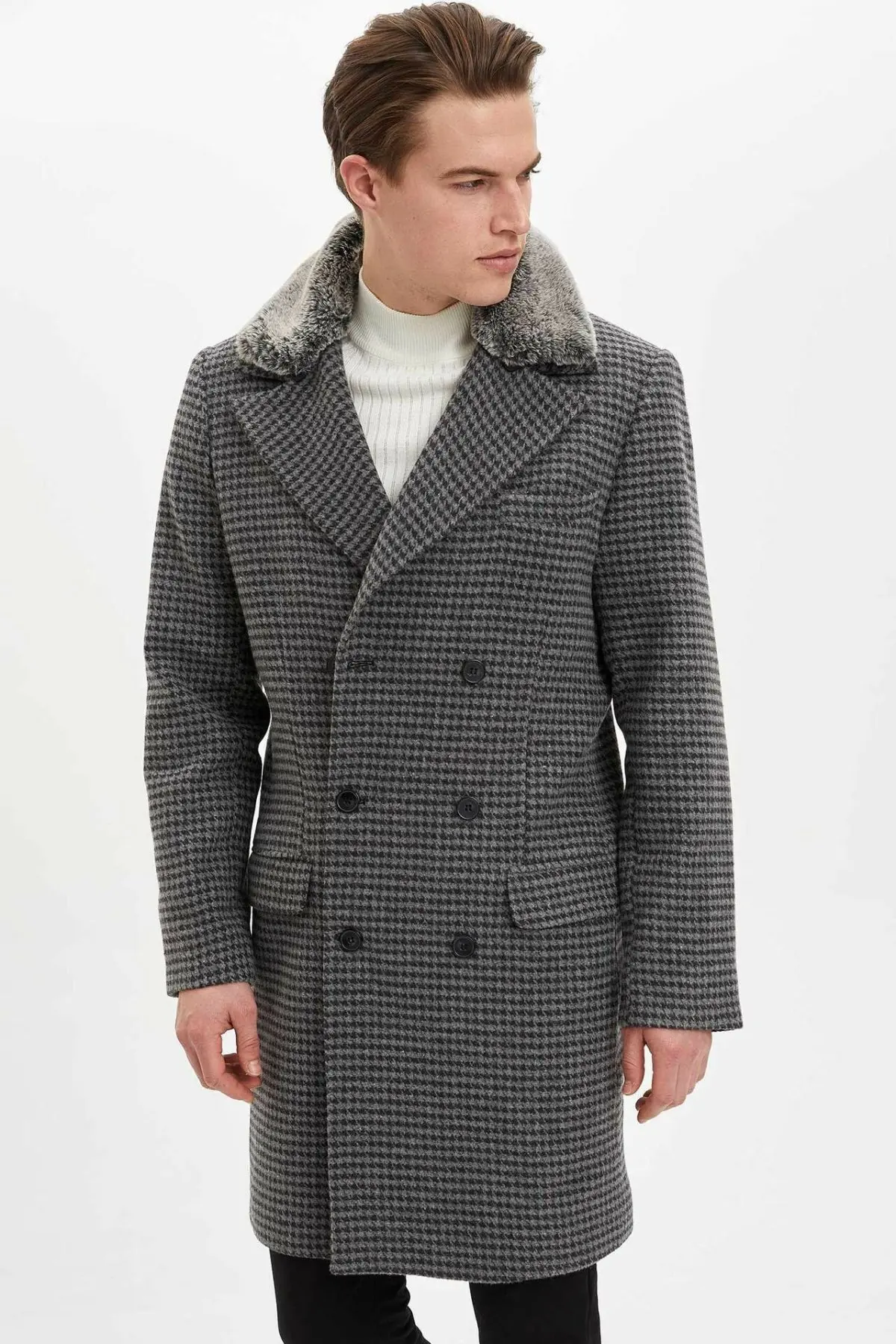 DeFacto Мужская модная длинная парка с сеткой мужское зимнее толстое хлопковое