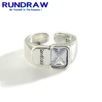 rundraw women punk retro zircon letters open ring fashion personality punk jewelry for men feature charm gift all seasons gift