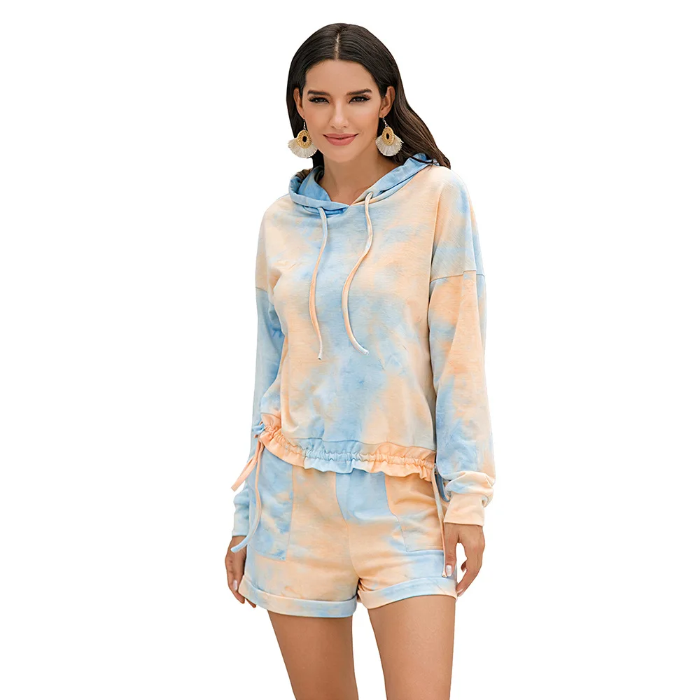 Женский Повседневный костюм из двух предметов Топ с длинным рукавом и шорты