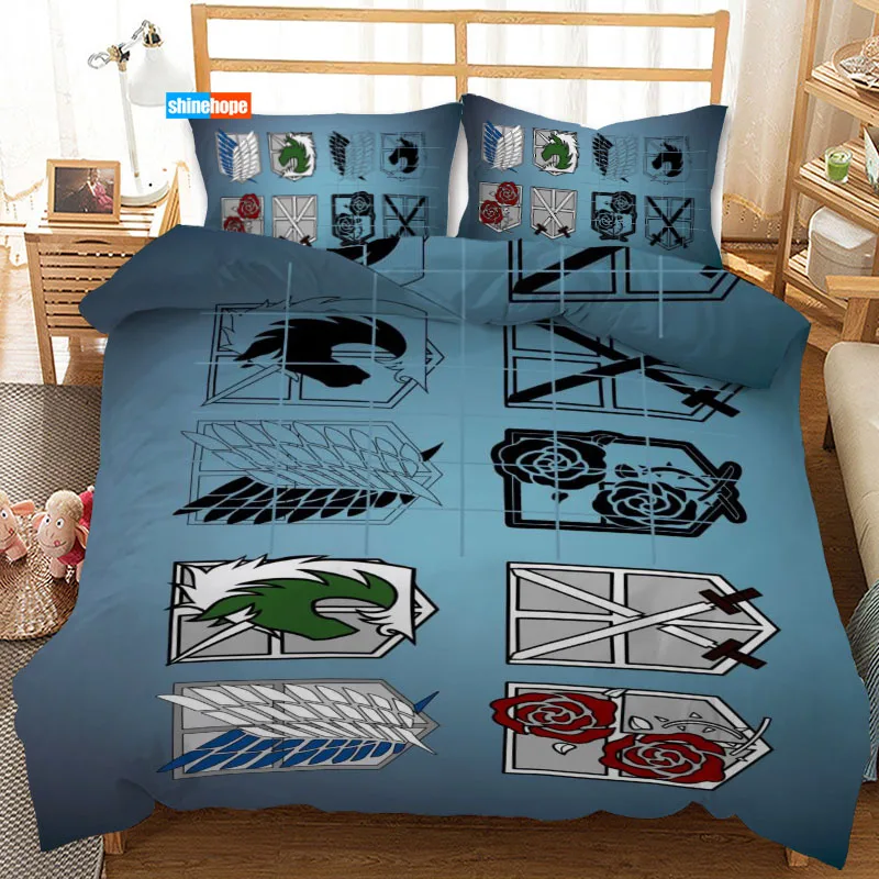 

3 шт., Комплект постельного белья «атака на Титанов»