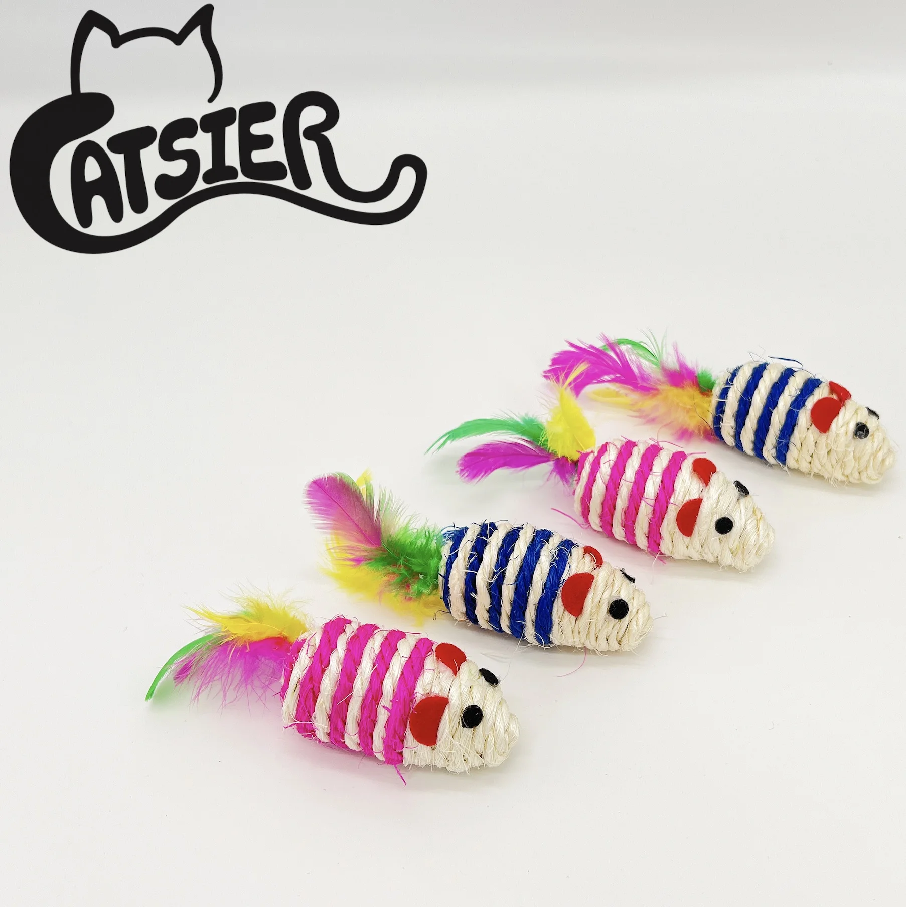 

5Pcs/Lot Two-color Sisal Feather Mouse Interactive Cat Toys Pet Supplies