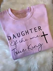 Дочери один размер king крест графический принт греческие религия чистый хлопковый свитер розовая Женская мода уличный христианской пуловеры