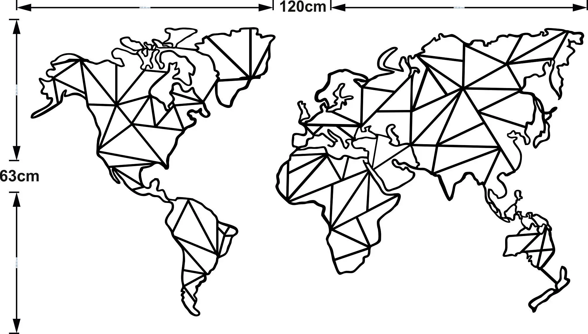 Металлическая карта мира 2 предмета Геометрическая Металлический Настенный