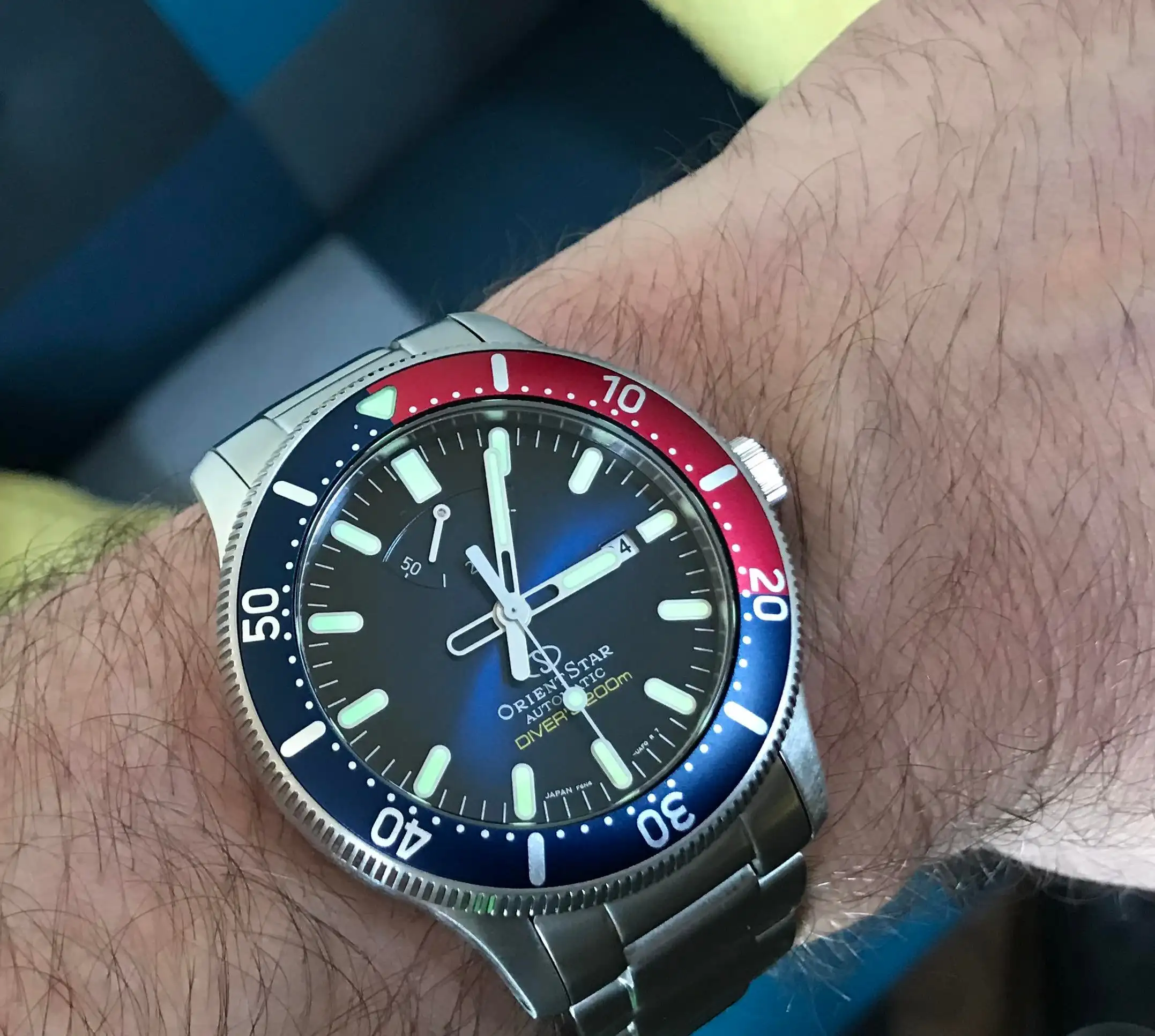 Авто часы мужские Orient и узором в виде звездочек спортивный костюм RE AU0306L синий