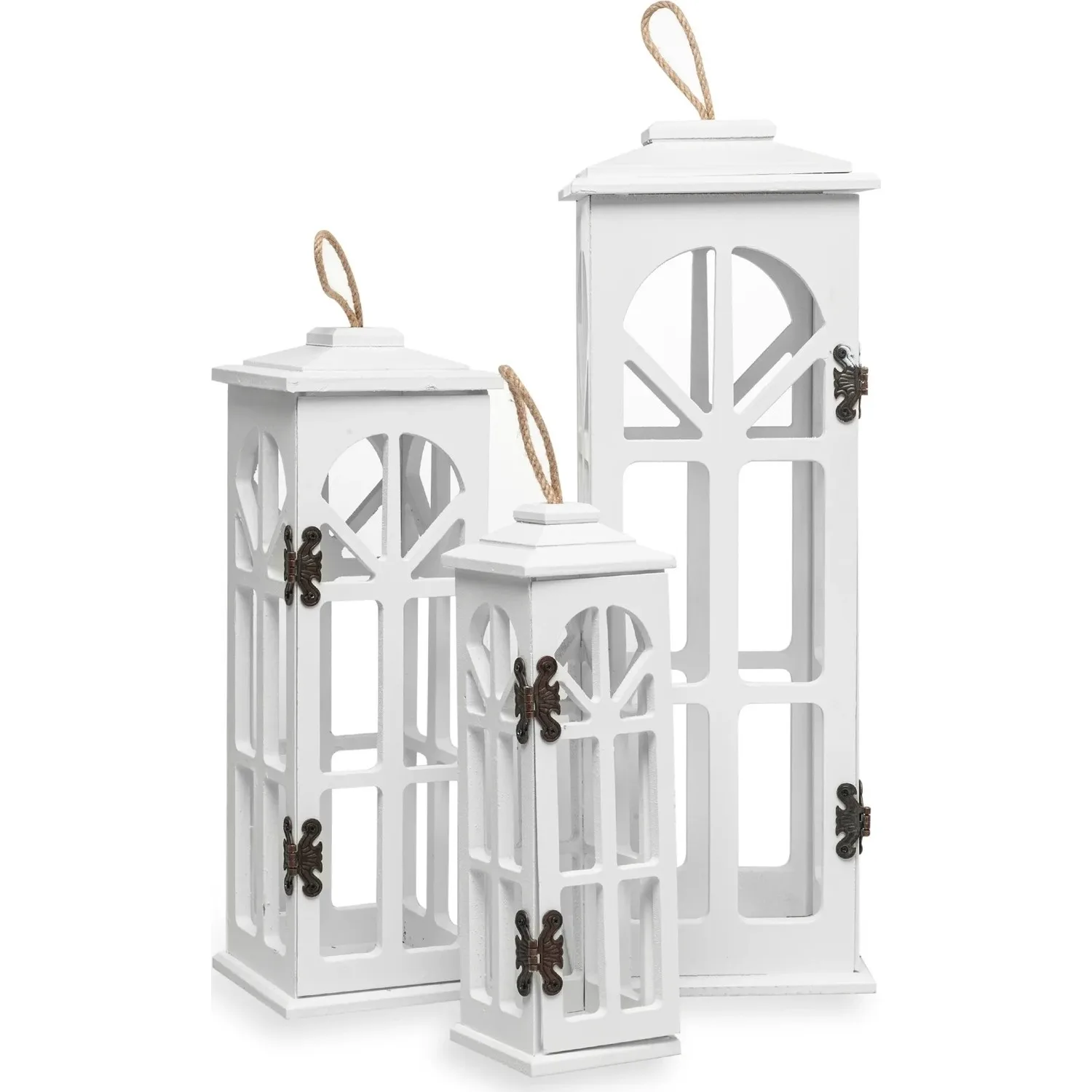 

Luxury Design Wooden 3 Piece Decorative Candle Holder Lantern White,Candle,Decoration,Accessory,Lighting, wedding, Dining,Table