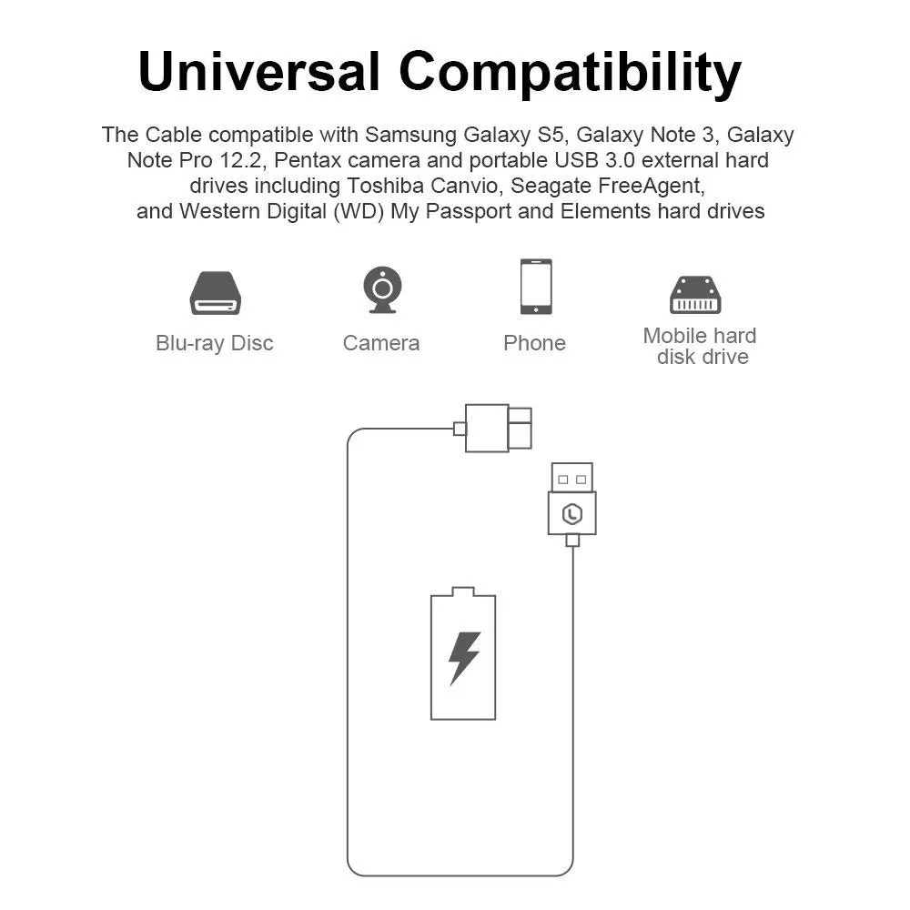 

Kallock Micro B Hard Drive Cable, USB 3.0 to Micro USB 3.0 Charge & Sync Cord Aluminum Connector,Data Wire for Toshiba Canvio