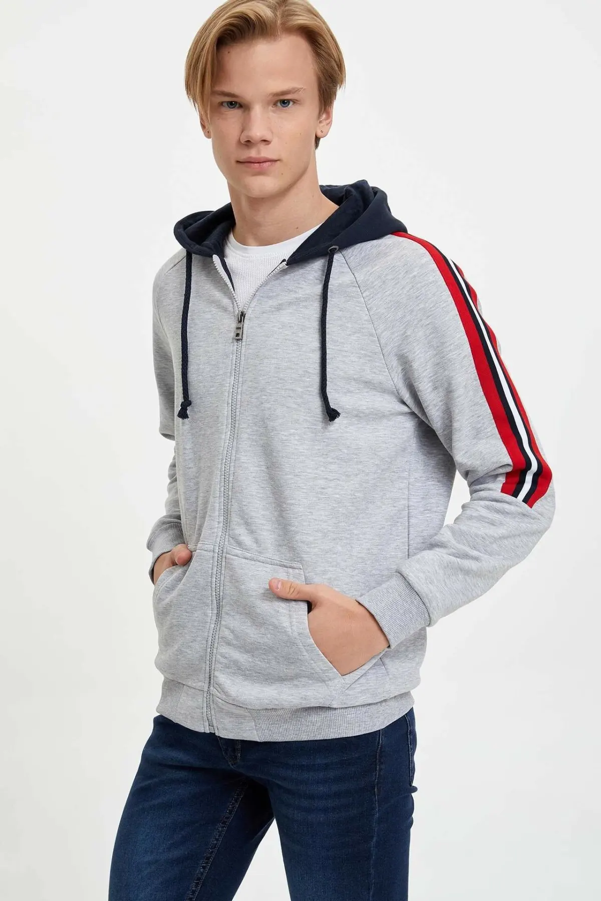 Дефакто модный мужской спортивный кардиган с капюшоном мужские повседневные