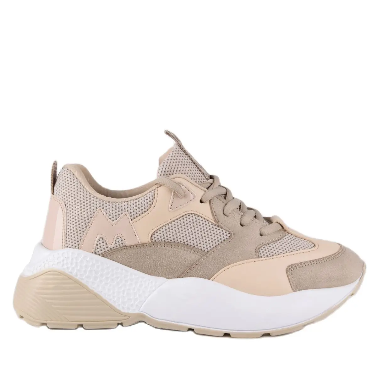

Women Sneaker Casual Breathable PU Leather Platform Sport Shoes Fashion Running Walking Lace Up Ladies Shoe Sneakers Nude Beige