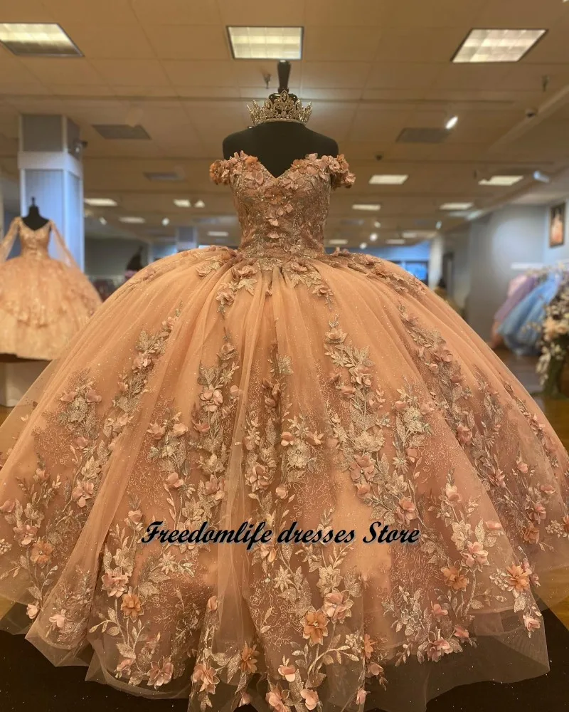 

Cara&Alan vestido de debutante para 15 anos Off The Shoulder Princess Quinceanera Dresses 2022 Floral Applique Mis Quince XV