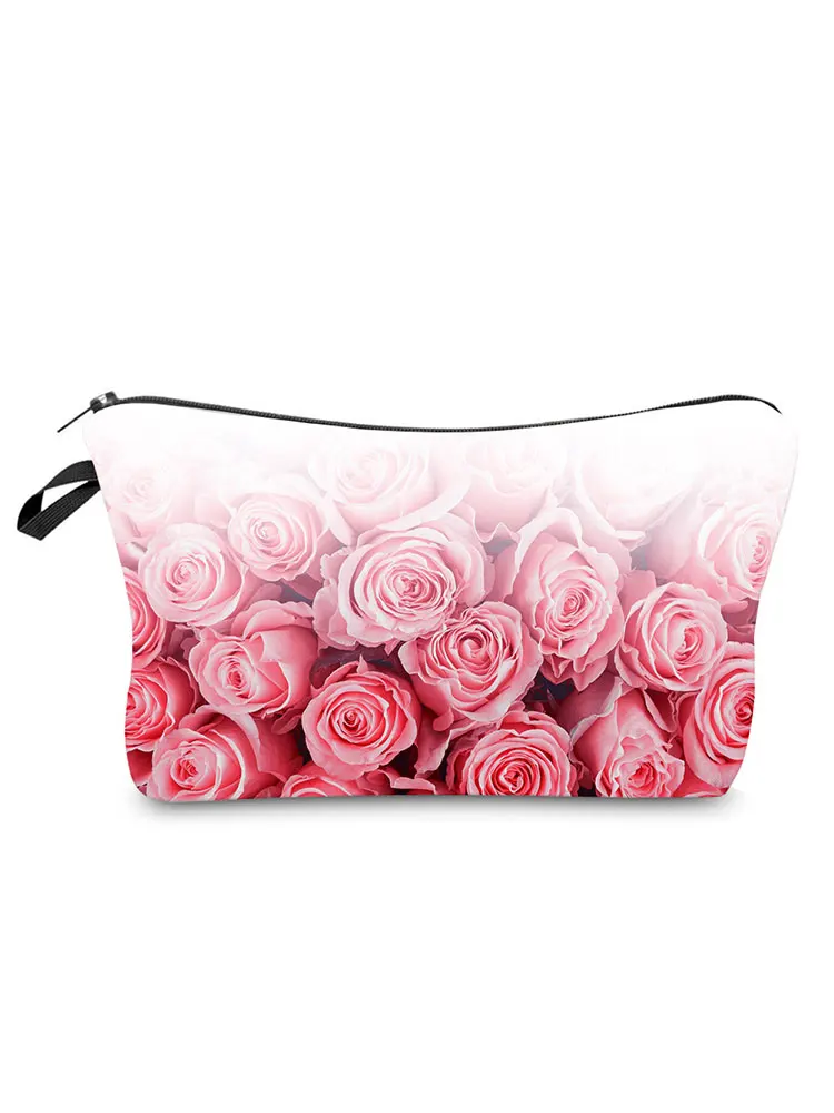 

Rose Floral Cosmetics Organizer Bag Hot Sale Women's Makeup Bag Storage Bag Mini Fashion Travel Toiletry Bags Child Pencil Case