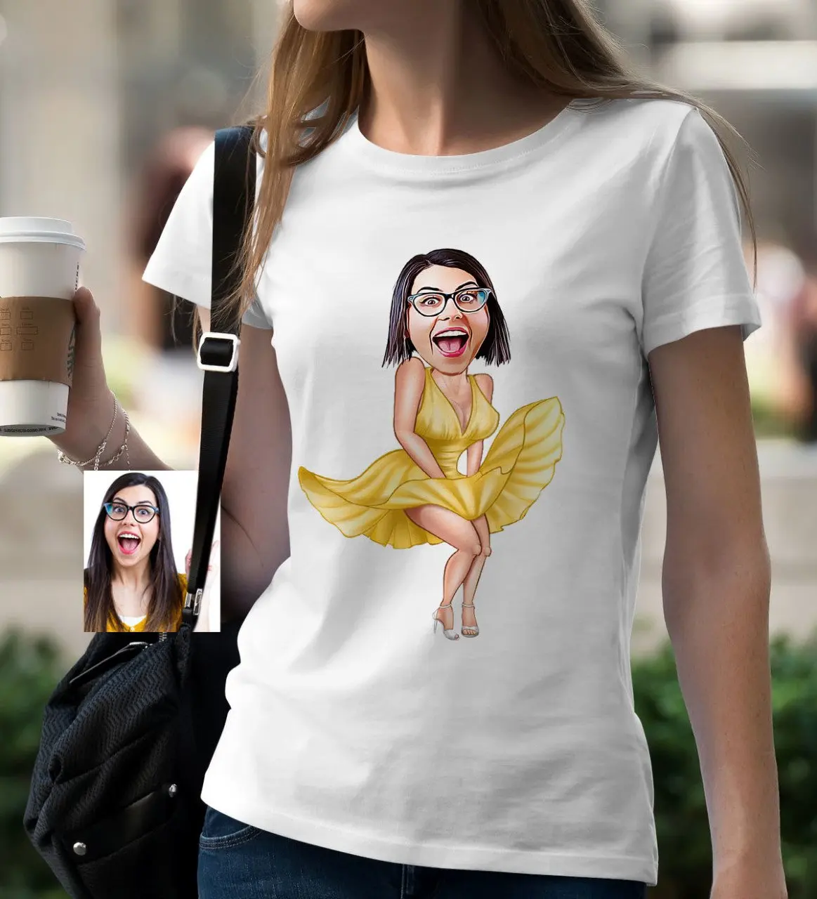 

Personalized Women 'S Mona Lisa Cartoon White T-Shirt-1