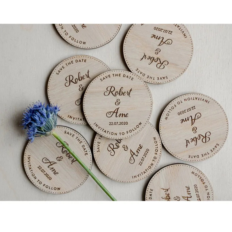 Настраиваемый магнит с карточкой и конвертом деревенские свадебные деревянные