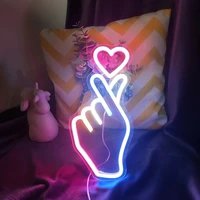 finger heart love custom neon signs visual art bar decor flexible sign light wall decoration led neon sign valentines day gifts