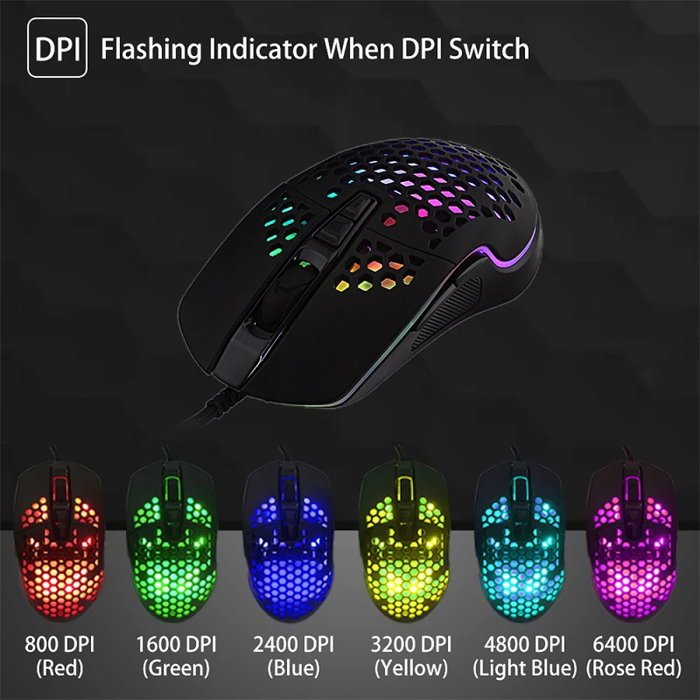 

V9 Ergonomic 4000DPI USB Wired Hollow-out RGB Light Gaming Mouse Mice USB Wired Gaming Mouse RGB Gamer Mouses for PC