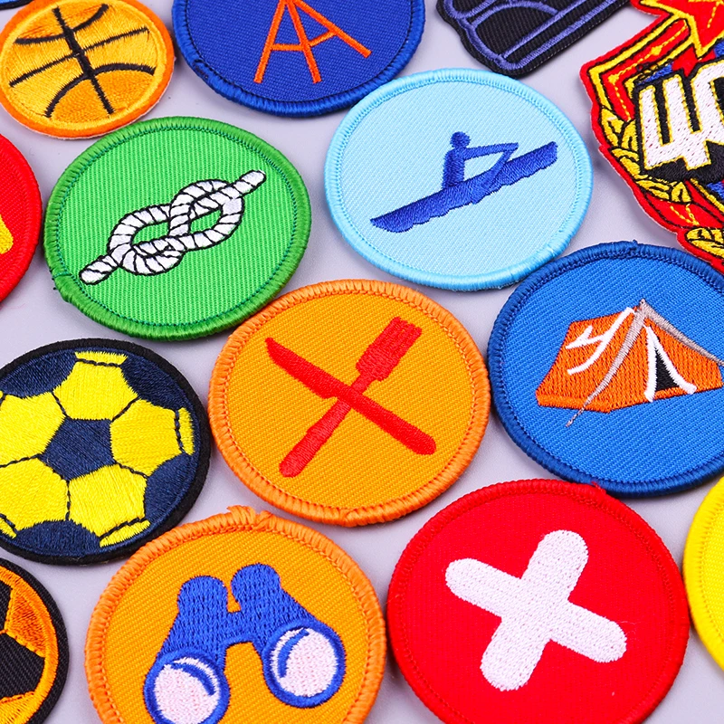 

Boy Scout Iron On Patches Hiking Camping Patches On Clothes DIY Sport Embroidery Patch For Kids Clothing Stickers Stripe Badge