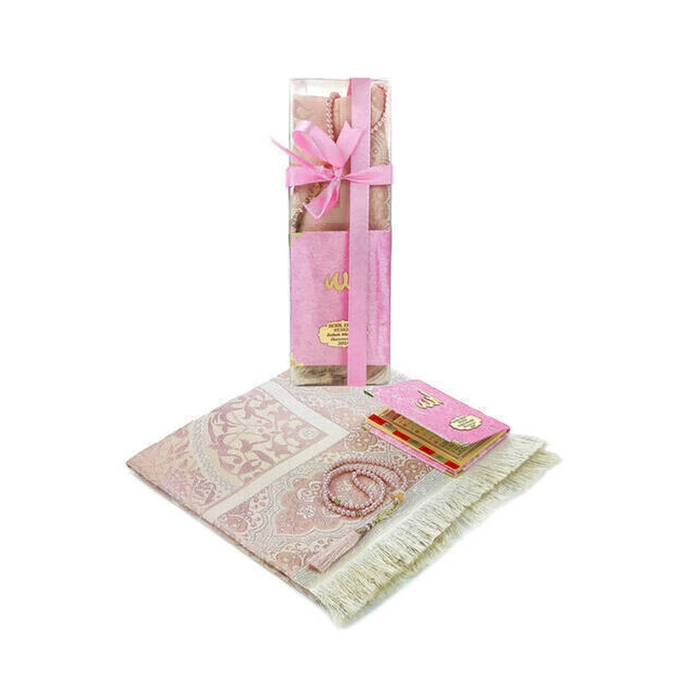 

IQRAH Name Printed Velvet Lined Yasin Prayer Rosary Boxed Set Pink