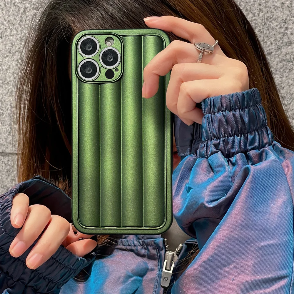 

Luxury Puffer Roman Columnar Soft Phone Case for iPhone 13 12 11 Pro Max XS XR X Shockproof Protect Back Cover