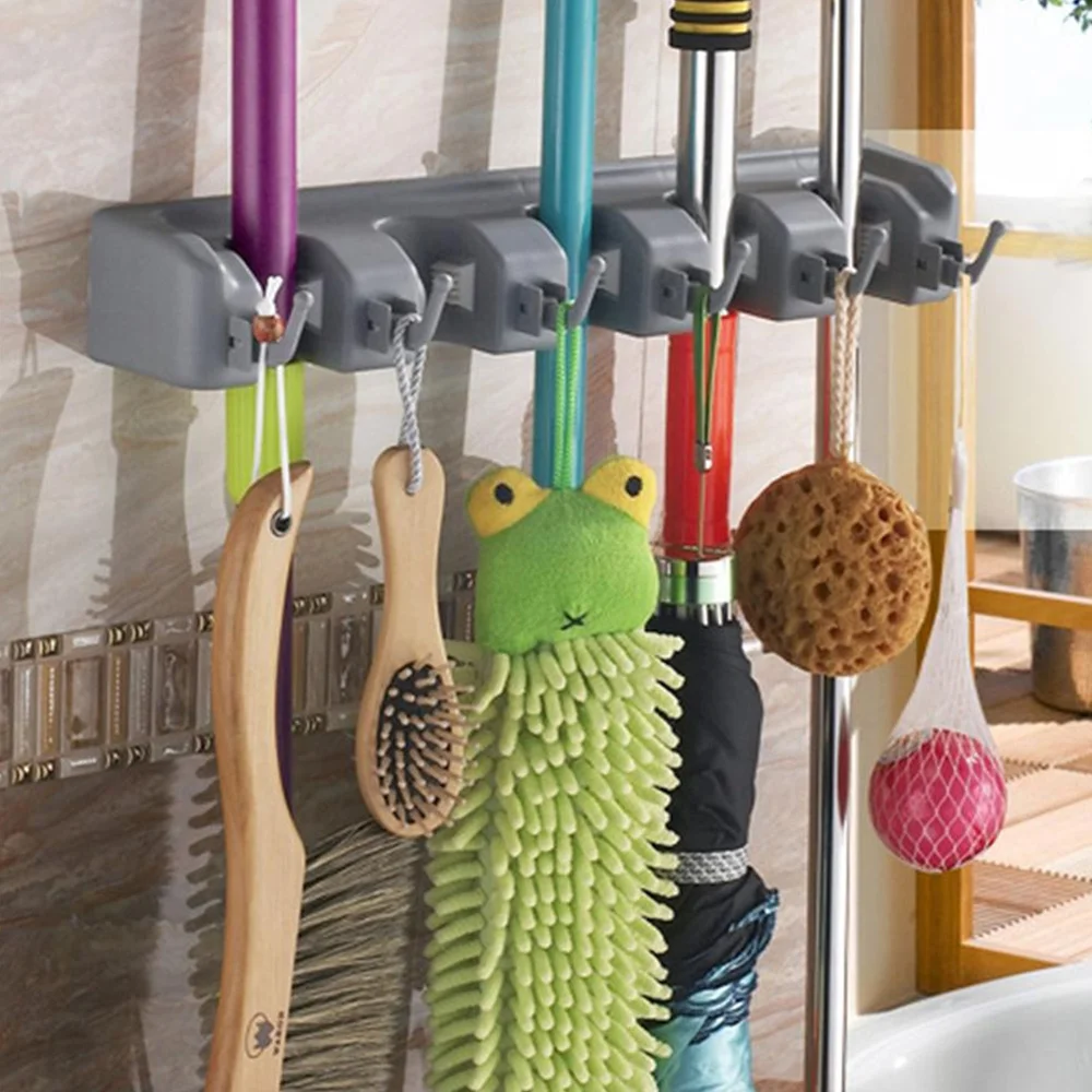 

Wall Mounted Mop Hanger Broom Holder Clip Bathroom Home Kitchen Rack Organizer Shelf Storage Holders Racks Pipe Hooks