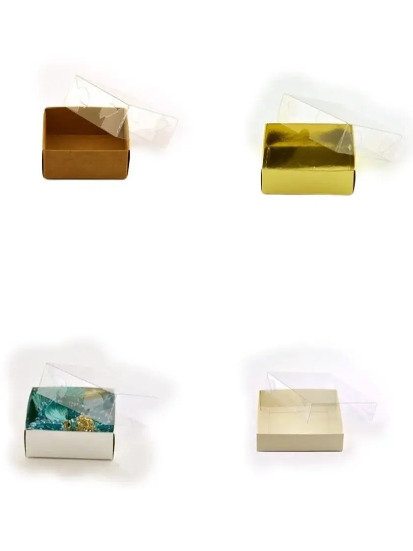 Colorful Clear Pvc Window Transparent Lid For Guests Cookie Cake Candy Party Wedding Packaging Clothes Diy Ideas