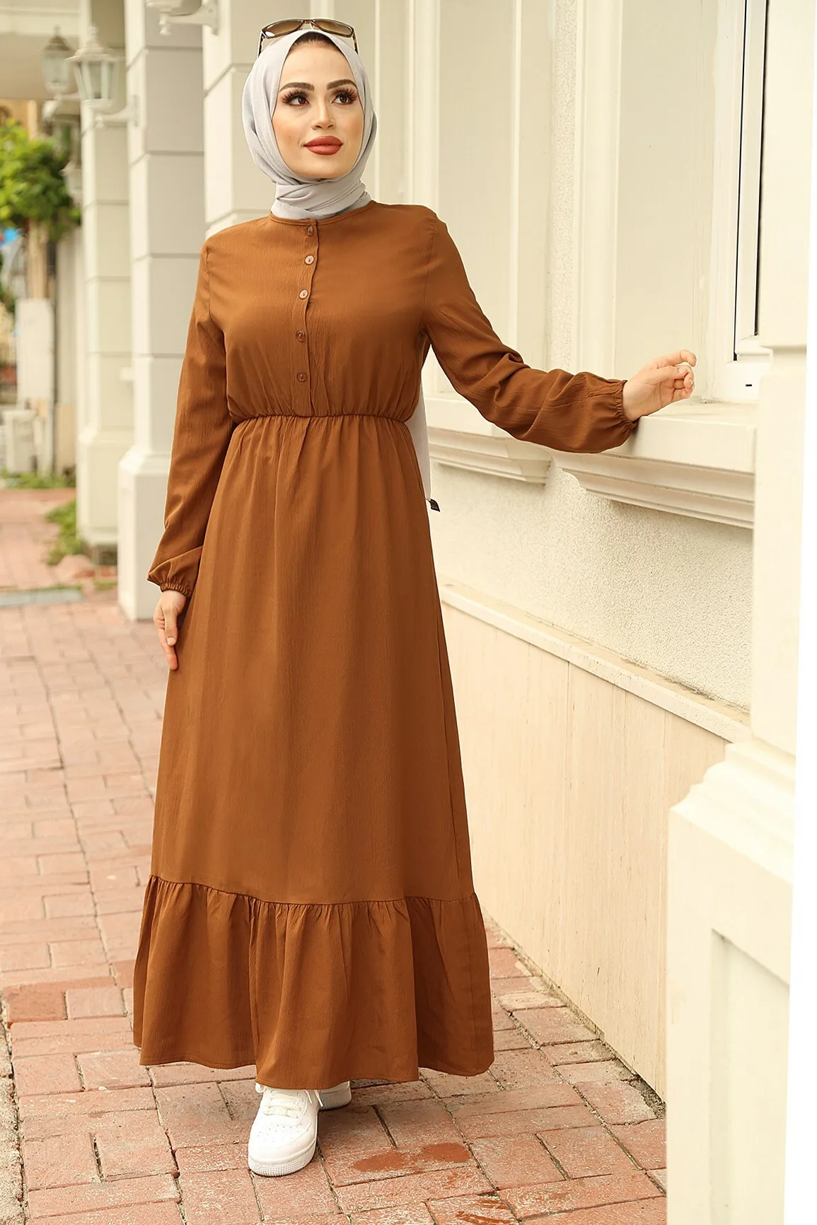 

Women Muslim Fashion Ruffled Skirt Dress Islam Ramadan Clothing Hijab Fashion Women Dress Long Dress Long Sleeve Summer Season