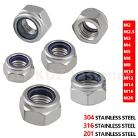 1 10pcs m2 m3 m4 m5 m6 m8 m10 m12 m14 m16 m20 hex nylon insert lock nut self locking nyloc nut 201 304 a2 316 a4 stainless steel