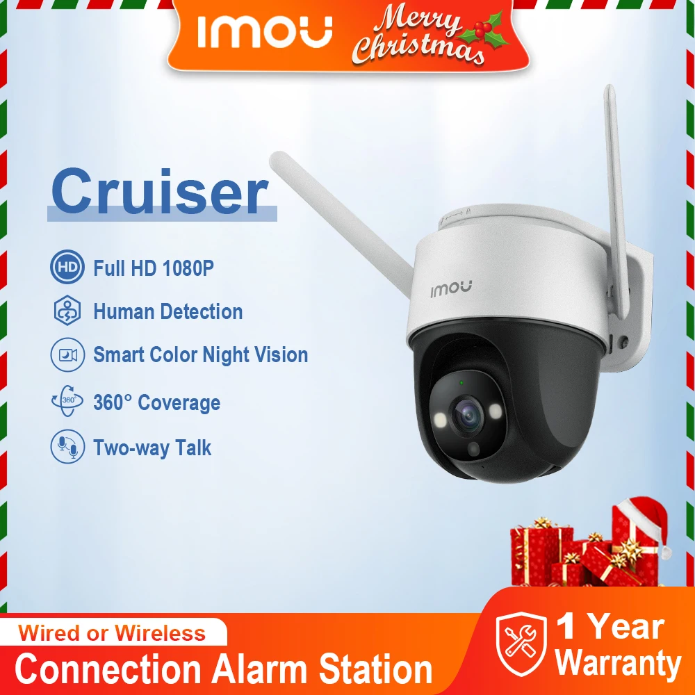 

Imou Cruiser Wi-Fi IP Camera PTZ Outdoor Weatherproof Audio Recording Camera AI Human Detection Camera Two-way Talk 1080P